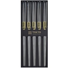 Stainless Steel Chopsticks Silver, 5 pairs - Tokyo Design