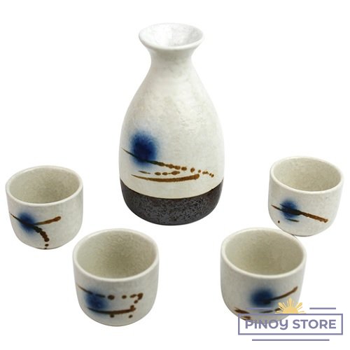 Set for Sake with Blue Decor in a Gift box