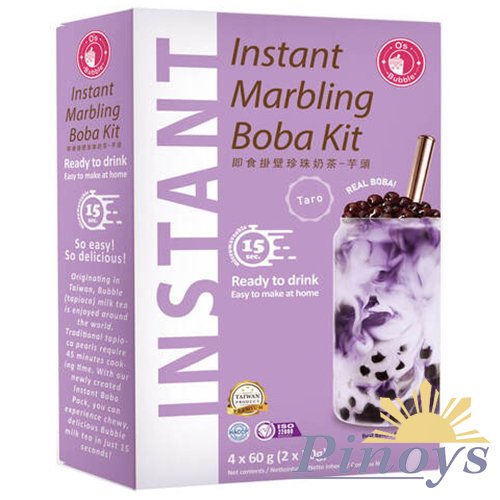 Instant Taro Bubble Tea Kit, Boba 240 g (4x60g) -  O's Bubble