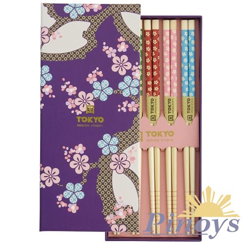 5 párů hůlek v dárkové krabičce 'Tmavě modrá sakura" - Tokyo Design