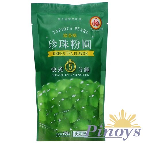 Tapioca Pearls with Green Tea flavour 250 g - Wu Fu Yuan