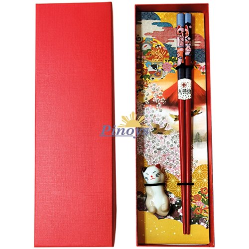 Chopstick Giftset Lucky Cat with Rest - Golden Turtle
