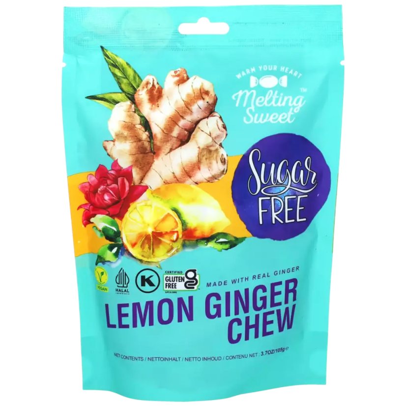 Lemon Ginger Chew Sugar Free 105 g - Melting Sweet