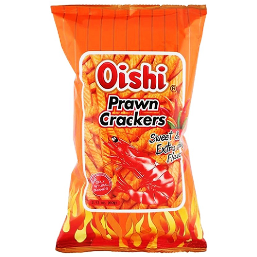 Sladce pálivé krevetové chipsy 60 g - Oishi