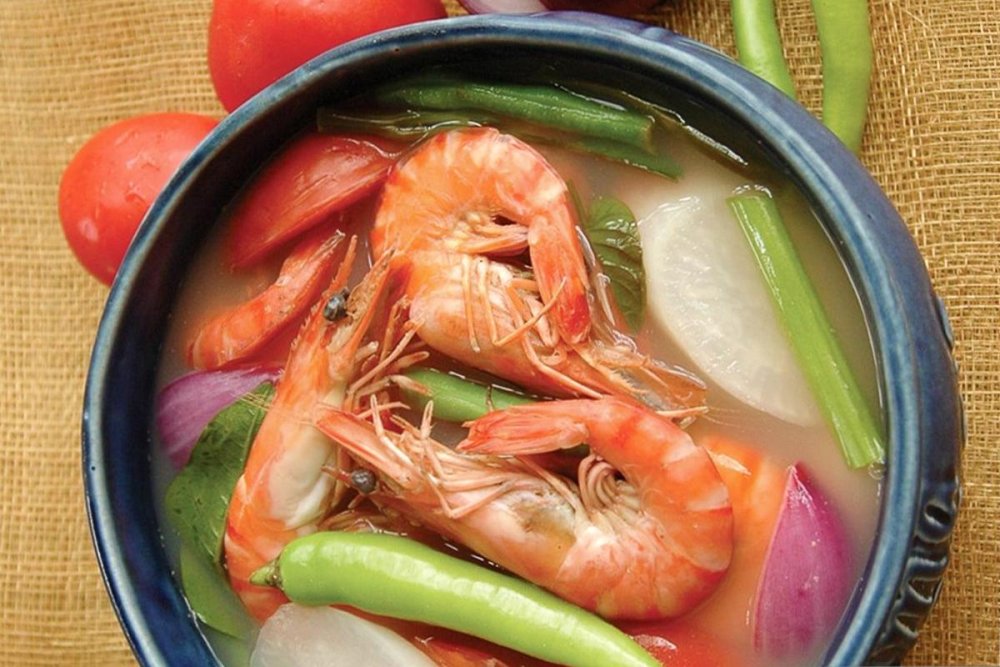 Filipino sour soup with shrimps